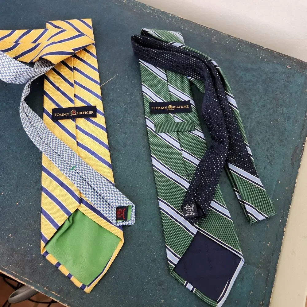Lot of 2 Tommy Hilfiger 100% Silk Ties Men's Preppy Business Professional Office